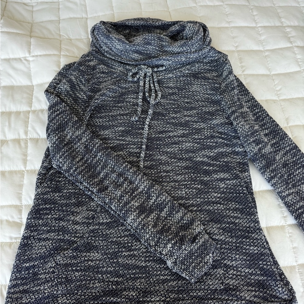 Loveappella blue Cowl Neck Sweater with Variegated Texture